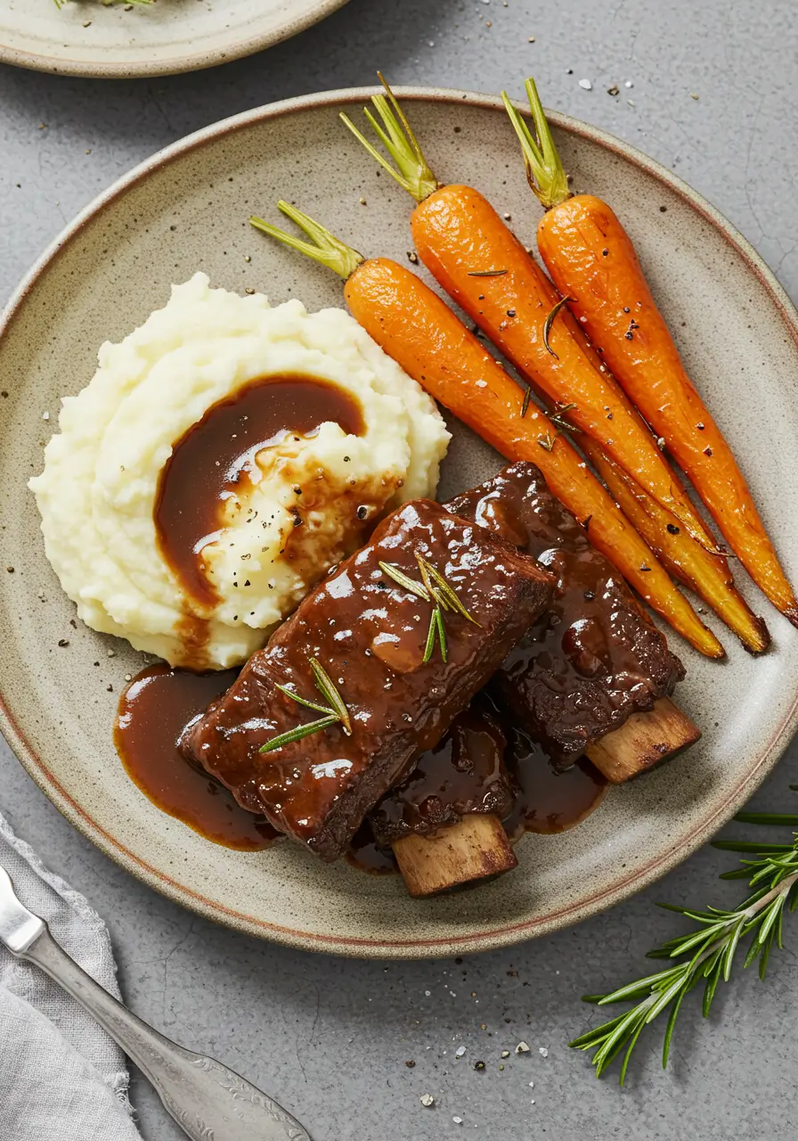 Easy Rich Boneless Short Ribs in a Pan Recipe Step by Step.