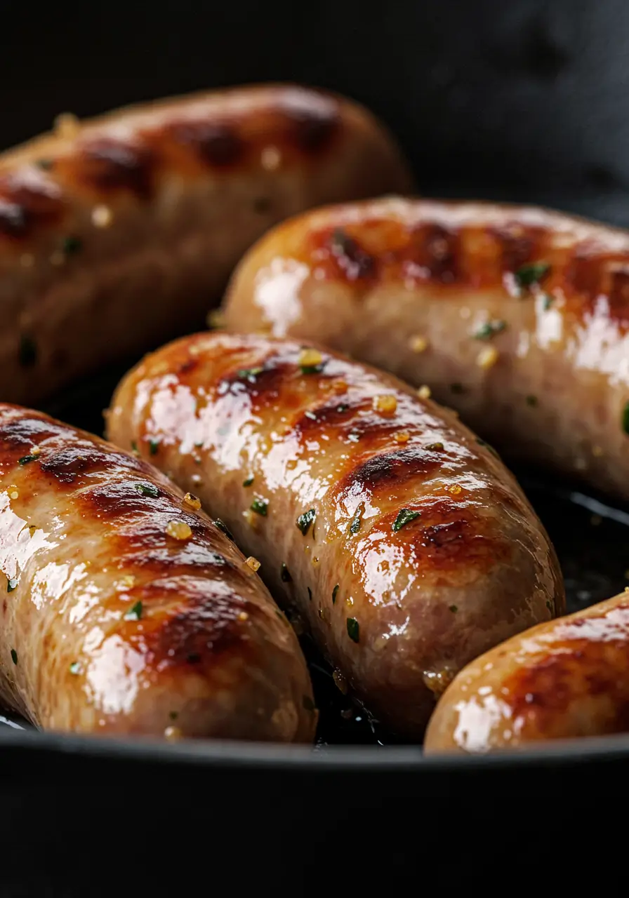 Smoked Venison Sausages Browning to Perfection