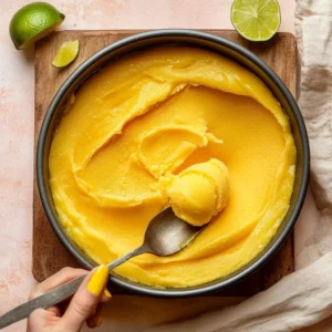 honey mango lime sorbet 3 ingredients frozen summer sweet