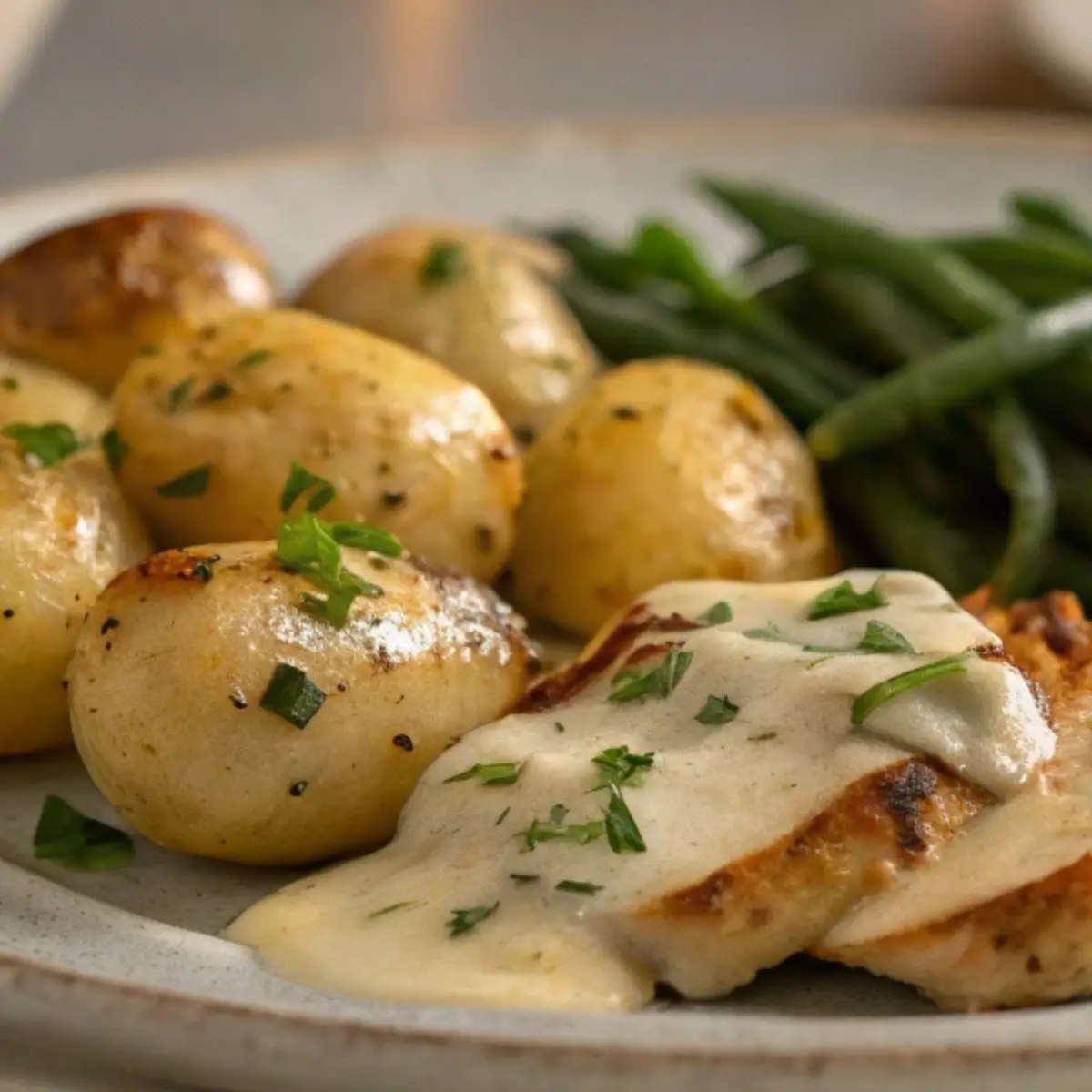 creamy garlic sauce baby potatoes